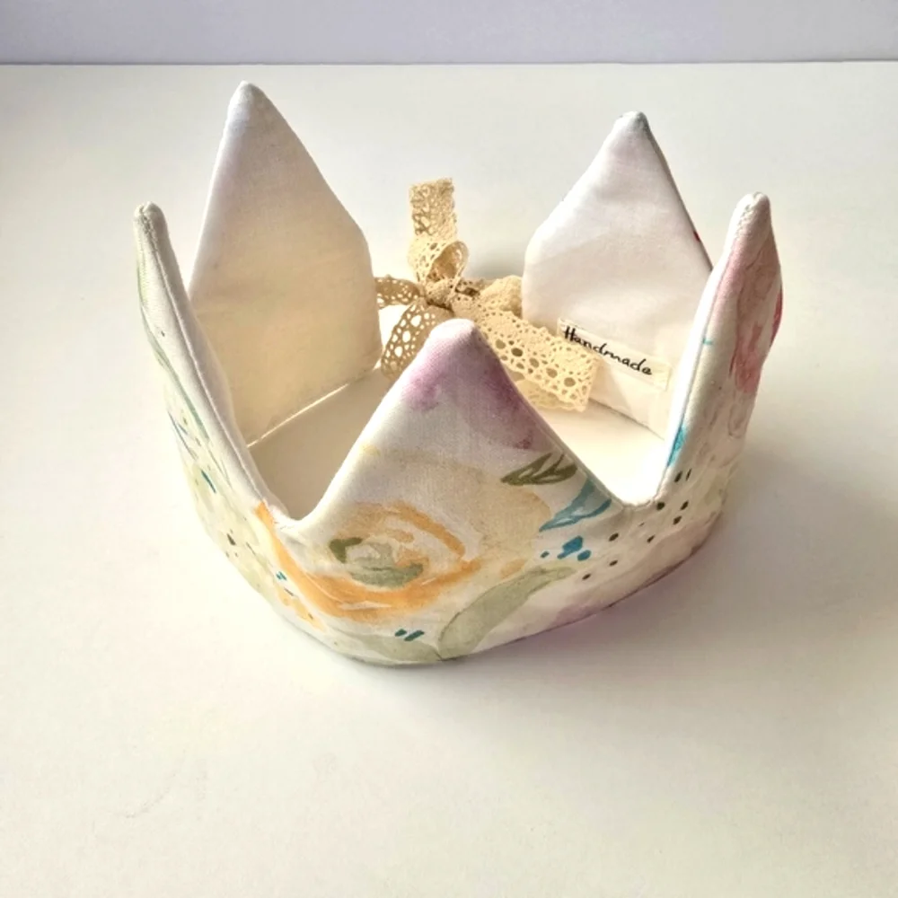 NEW Handmade Cotton Floral Print Fabric Baby Girl Birthday Crown